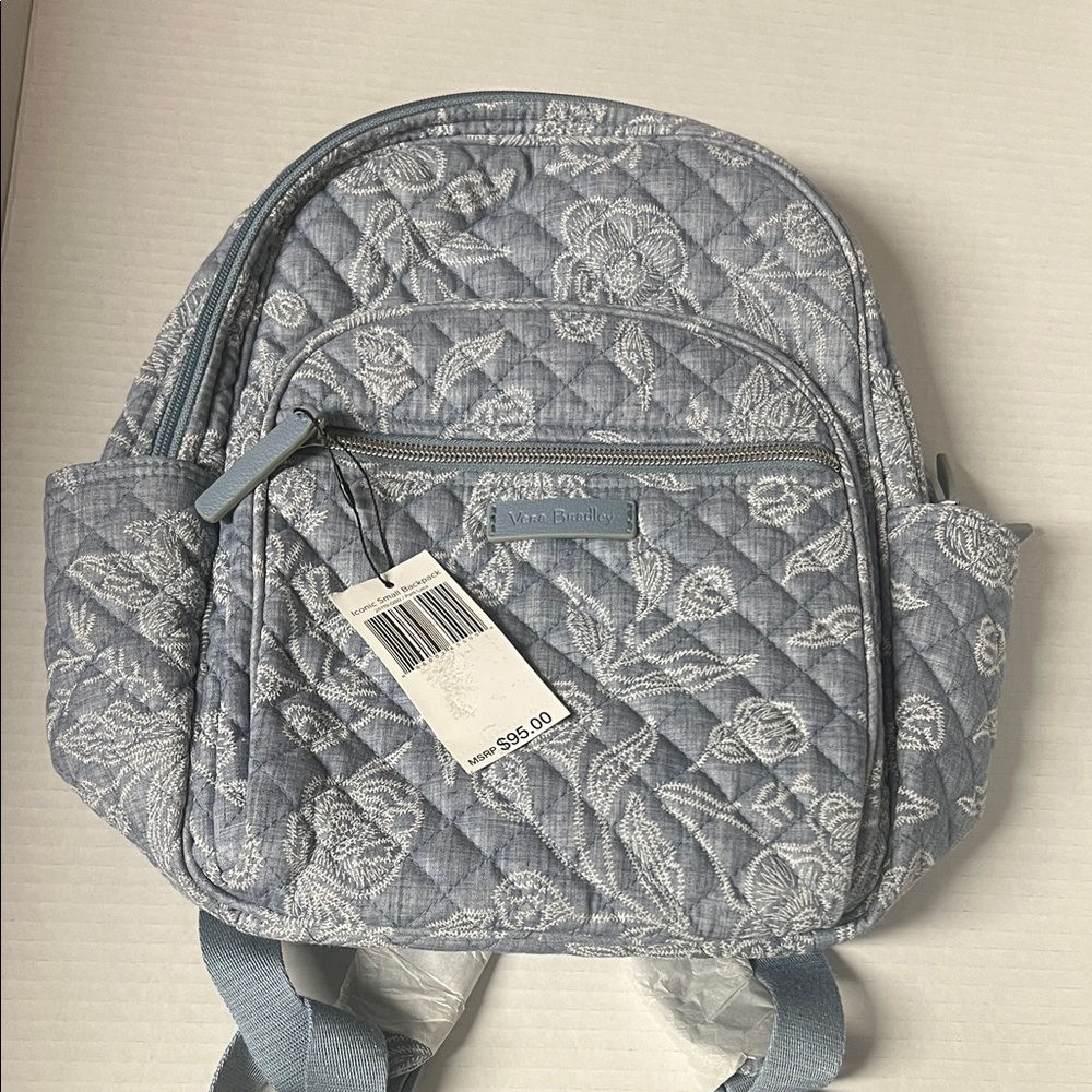Vera Bradley Gray Quilted Floral Backpack